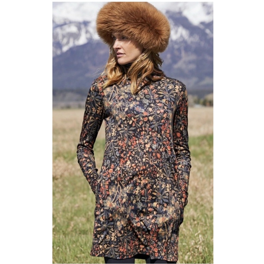 Peruvian Connection Forest Tapestry Floral Tunic Dress
